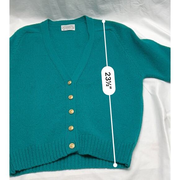 Vtg Pendleton Button Cardigan 100% Virgin Wool Teal Green Sweater Women's Size M - Picture 8 of 8